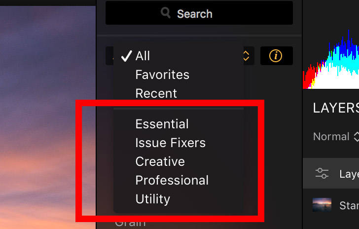 how to use filters in luminar 2018
