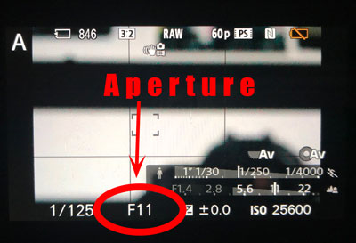 where to find aperture on your camera screen